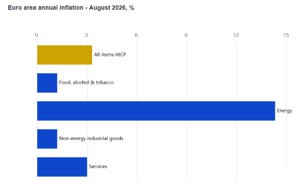 L'impennata dell'inflazione ad agosto (3,3%) mette pressione alle imprese in Italia e UE