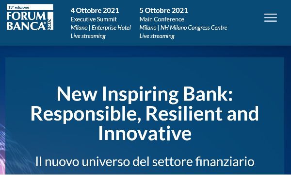 Il 4-5 ottobre la quattordicesima edizione di Forum Banca
